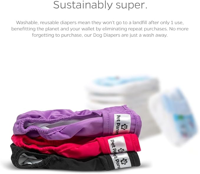 Pet Parents® Washable Dog Diapers (3pack) + Extendrs® of Durable Doggie Diapers, Premium Dog Diapers Female (Large, Princess)