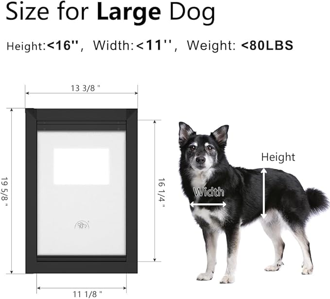[MAVRICPOWER] Aluminum Large Dog Door for Door, Doggy Door with 2 Sliding Lock Panels for Extreme Weather, Pet Door for Dogs Up to 80 lbs