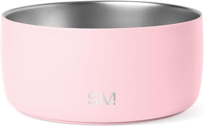 Simple Modern Stainless Steel Pet Water Bowl for Dogs & Cats | Reusable Insulated Stainless Steel Food Bowls for Dog Cat | No Tip No Slip BPA Free | Bentley Collection | Medium (32oz) | Blush