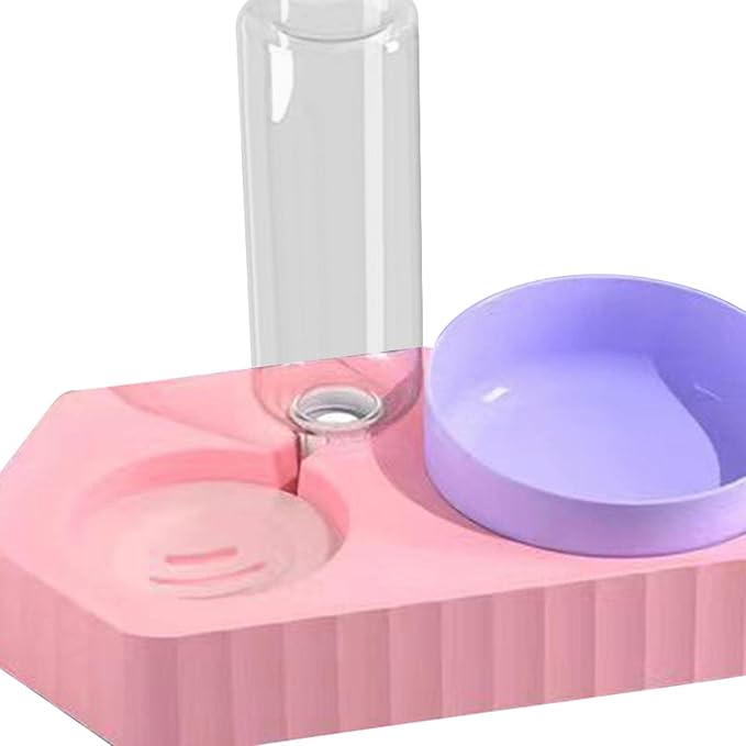 Dog Bowls Drinking Pet Feeding Station Detachable Non Slip Pet Feeder and Waterer for Cats Dogs Small Medium Large Pets Supplies, Double Pink