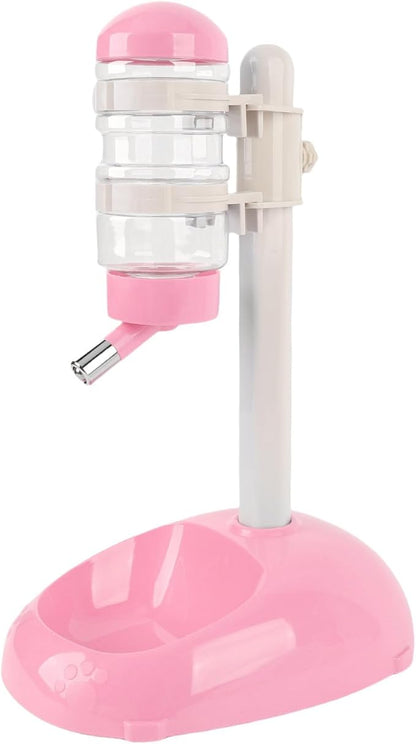 Zopsc Pet Adjustable Height Standing Water Dispenser for Puppies, Smart Feeder for Dogs and Cats, Easy to Clean Bowl for Healthy Pets (Pink)