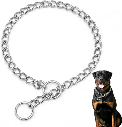 Chain Collar for Dogs,Silver Stainless Steel Training Slip P Choke Puppy Chains Link Martingale Collars for XXS XS Small Medium Large Breed Dogs, L