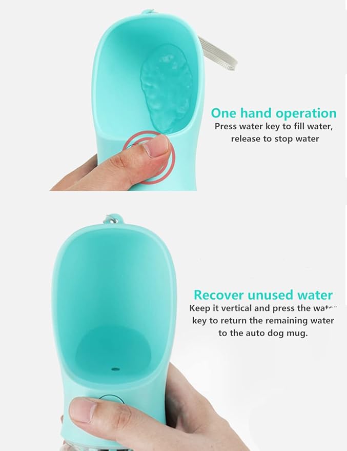 Kalimdor Dog Water Bottle, Leak Proof Portable Puppy Water Dispenser with Drinking Feeder for Pets Outdoor Walking, Hiking, Travel, Food Grade Plastic (12oz Pink)