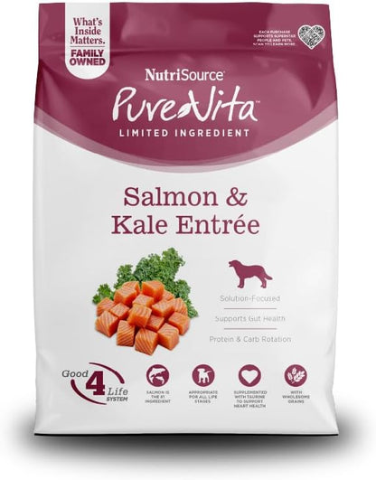 NutriSource Pure Vita Salmon & Kale Dog Food, 12LB