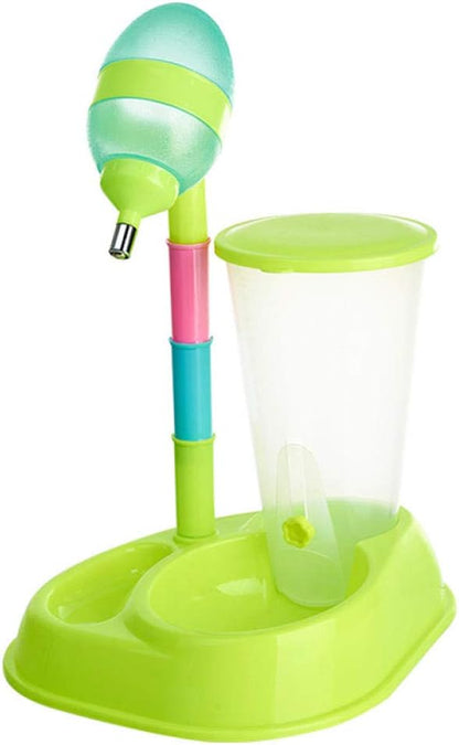 Pets Feeder Bowl Dog Dishes with A Cup Pet Automatic Feeder Pet Drinker Waterer Adjustable Detachable Dog Automatic Drinkers Green