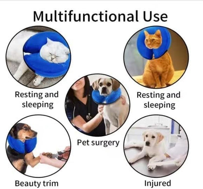 Inflatable Dog Cone Collar Soft Dog Recovery Collar Adjustable Pet Neck Protector After Surgery to Prevent Biting Licking