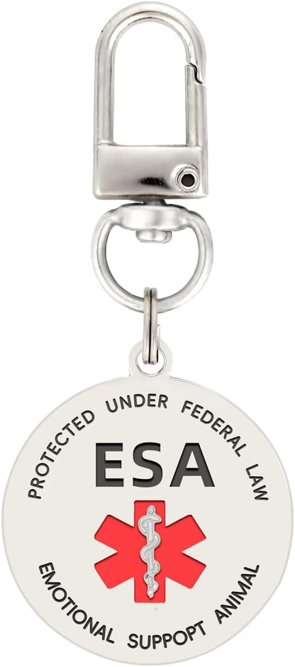 ESA Dog ID Tag Emotional Support Animal Easily Attach to Dog Collar, Harness (Small-0.98 inch)