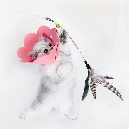 Pet Cone Collar, 3 PCS Cute Sunflower Shape Surgery Recovery Elizabethan Collars Adjustable Cone After Surgery Neck Collar for Cats and Dogs, Yellow and Pink and Orange