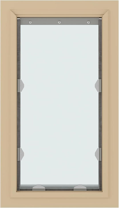 Liberty Pet Door for Doors | Clear Vinyl Dog & Cat Flap for Interior & Exterior Doors | Durable Rust-Free Aluminum Frame | Tan, Small, Single Flap
