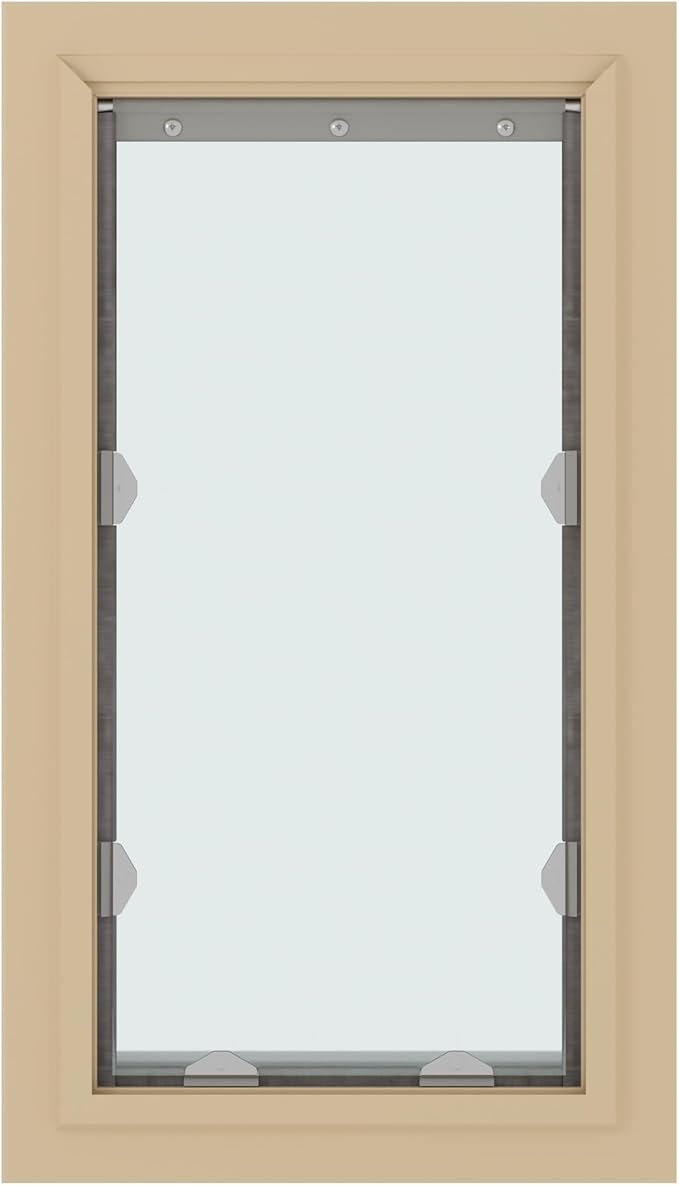 Liberty Pet Door for Doors | Clear Vinyl Dog & Cat Flap for Interior & Exterior Doors | Durable Rust-Free Aluminum Frame | Tan, XL, Single Flap