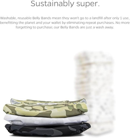 Pet Parents® Washable Belly Bands for Male Dogs (3pack) + Extendrs® of Durable Dog Diapers Male, Premium Male Dog Diapers & Dog Wraps (X-Small, Camo)