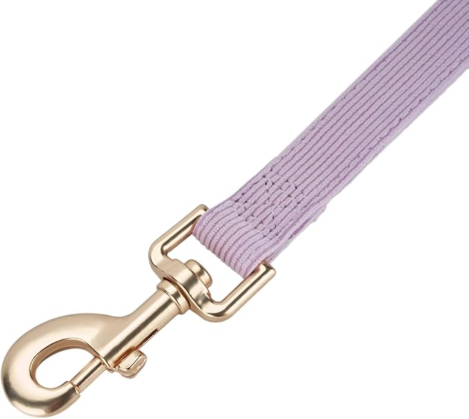 Soft Cotton Dog Leash, 5 Ft Heavy Duty Corduroy Dog Leashes with Gold Metal Hook for Small Medium Large Dogs,Medium,Light Purple