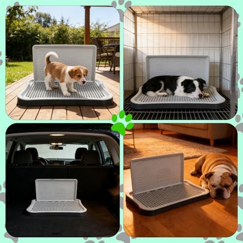 Dog Potty Tray with High Wall, 20.8x14.96 Indoor Pet Pee Pad Holder,Puppy Training Holder,Bathroom Dog Litter Box, Pet Toilet for Small and Medium Dogs,Housebreaking Supplies, Pet Products