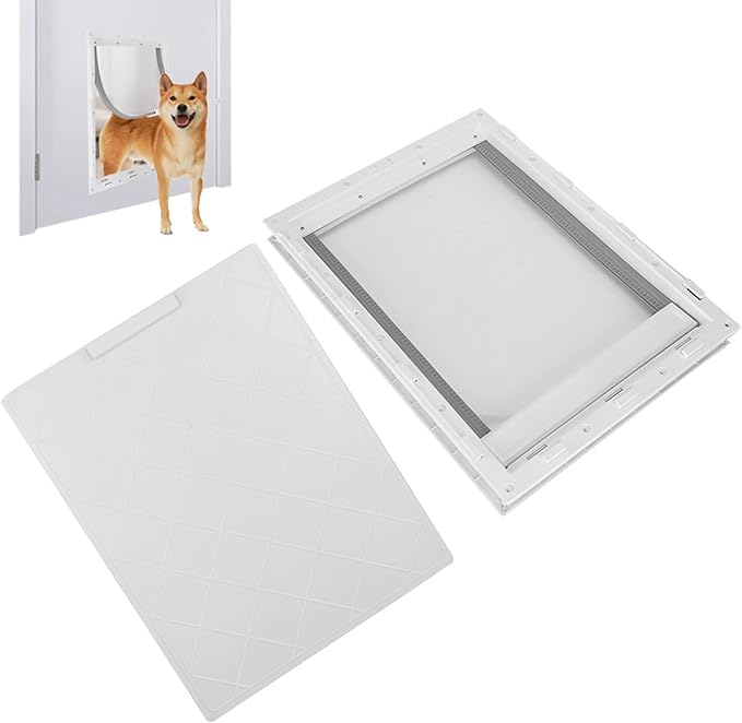 Large Pet Door for Dogs Easy Installation Wall Entry Dog Fence for Large and Mediumsized Pets with Magnetic Flap for Home Use, White, 19.7x14.0x2.2 (White)
