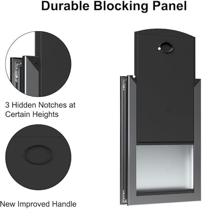 Rescumascer Medium Dog Door for Door, Aluminum Doggy Door with Two Sliding Lock Panels, Doggie Door for Medium Dogs and Large Cat up to 30lbs