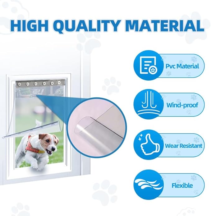 Dog Door Replacement Flap, Flexible Pet Door Replacement Flap Compatible with Super Large Dog Door, Weather Resistant Doggie Door Replacement Flap Fits Pets Up to 120 Lbs, Size 24" x 15"