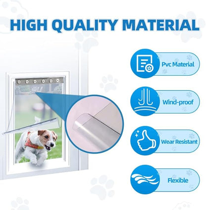 Dog Door Replacement Flap, Flexible Pet Door Replacement Flap Compatible with Super Large Dog Door, Weather Resistant Doggie Door Replacement Flap Fits Pets Up to 120 Lbs, Size 24" x 15"