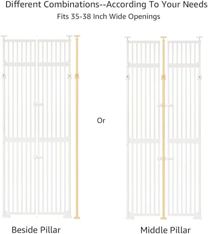 unipaws 86" High Extra Tall Cat Gate, Auto Closing and No Drilling Safety Gate for Doorway Hallway Stairs, Cat Dog Proof, Fit for 35"-38" Wide Opening, Indoor Use, White