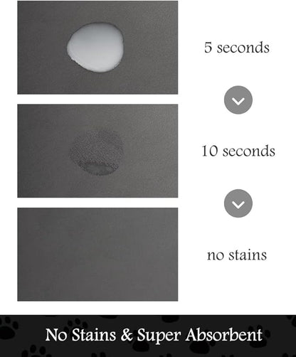 Pet Feeding Mat-Absorbent Dog Mat for Food and Water Bowl-No Stains Quick Dry Dispenser Mat-Dog Accessories Pet Supplies-Water Bowl for Messy Drinkers（Darkgrey,12"x19"