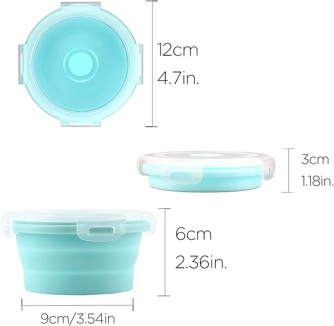 Luter 2 Pieces Collapsible Dog Bowls Silicone Food Water Travel Bowl with Lids Portable Expandable Pet Feeding Watering Cup Dish for Walking Kennels Camping 350ml (12x12x3cm) (Pink & Blue)