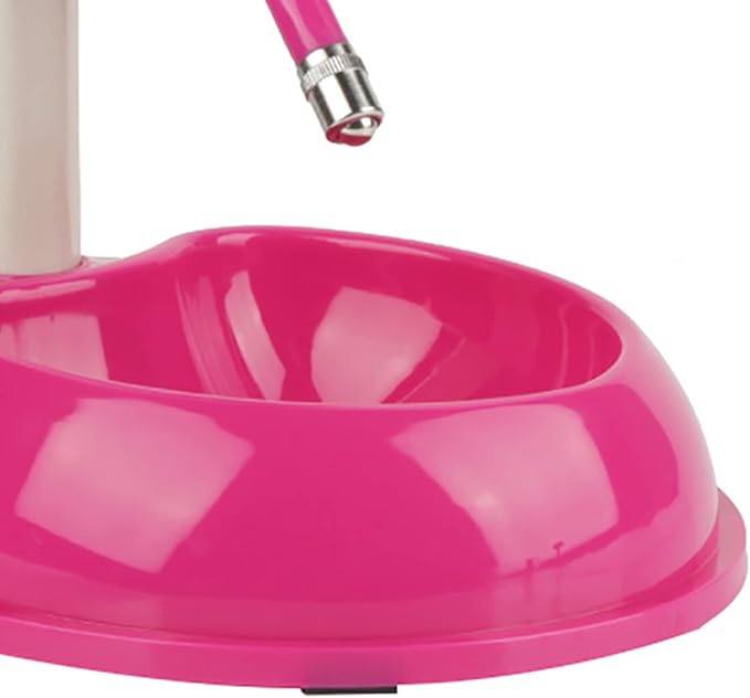 Adjustable Dog Bowl Feeder, Food Grade Plastic Pet Drinking Water Bottle and Food Dish Set with Adjustable Height, for Small Medium Large Dogs (Rose Red)