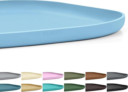 Smilool Small Silicone Pet Food Mat with Raised Edge for Food and Water Bowl, Square Dog Feeding Mats, Cat Food Trays for Floor Waterproof, Rubber Tray for Dogs and Cats, 12 x 12 x 0.7 Light Blue