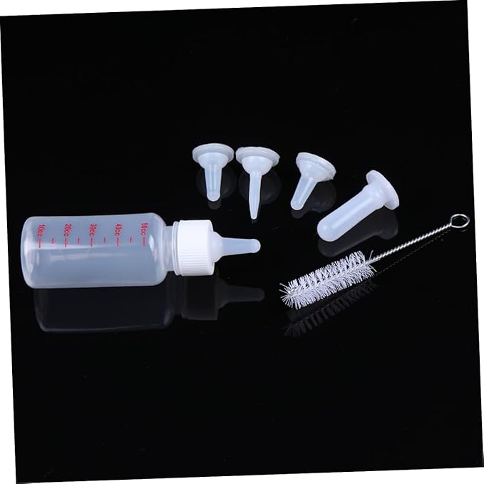 Toyvian 1Set Pet Nursing Bottle for Dogs and Cats Transparent Milk Feeder with Replacement Nipples Cleaning Brush for Pets Feeding