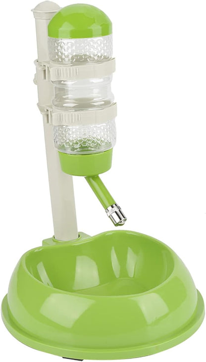 Adjustable Dog Bowl Feeder, Food Grade Plastic Pet Drinking Water Bottle and Food Dish Set with Adjustable Height, for Small Medium Large Dogs (Green)