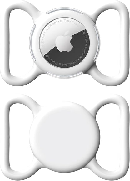 Waterproof Airtag Holder for Dog Collar, Soft Full-Body Protective Airtag Holder for Dog & Cat Collars, Ultra-Durable, Easy Installation, Lightweight Clear Airtag Case (White, Large)
