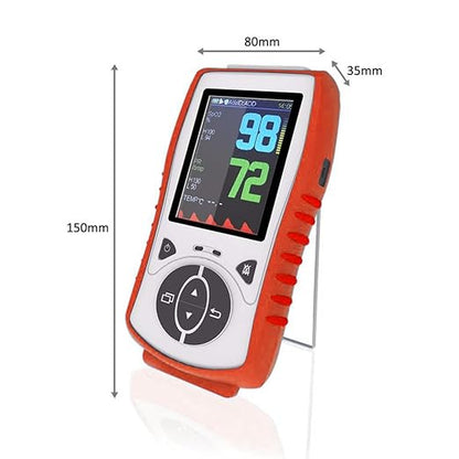Vet Pulse Oximeter Handheld Oximeter with 2.8" LCD, Pet Vital Signs Monitor for SpO2 / Heart Rate/TEMP, Rechargeable Battery - Veterinary Use for Dogs, Cats, Horses (Orange Case)