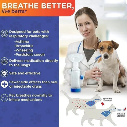 Pet Inhaler Spacer with Face Mask, Handheld Aerochamber for Pets, Cat Inhaler Spacer with Comfortable Mask, Aero Chamber (for Cats)