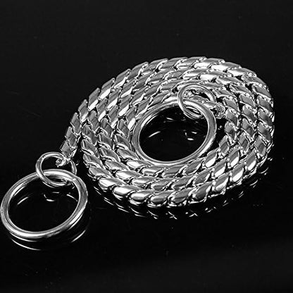 Dog P Snake Chain Chrome Plated Metal Dog Training Choke/Collar-Fully Guaranteed Against Rust Tarnish or Breakage-Recommended for Professional Training (Sliver, 4mm * 24")