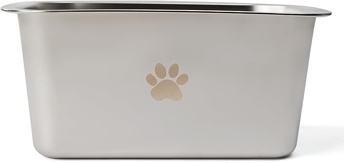 1.2 Gallons 20 Cup Non Slip Stainless Steel Large Dog Water Bowls, Outdoor Metal Dog Bowls Large Breed, High Capacity Water Bowl for Big Giant Huge Dogs, Silver