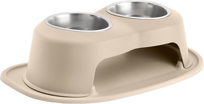 WeatherTech Double High Pet Feeding System - Elevated Dog/Cat Bowls - 6 inch High Tan (DHC3206TNTN)