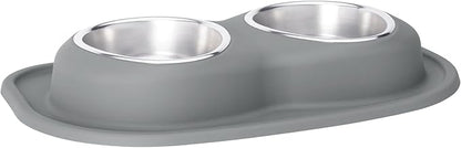 WeatherTech Double Low Pet Feeding System - Compact and Portable Dog/Cat Food and Water Station - 32 oz (4 Cups) Dark Grey (DL3203DG)