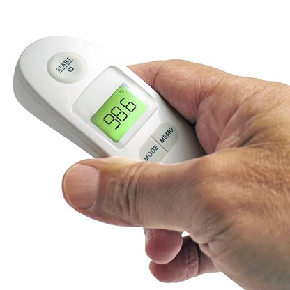 ADC Essentials 1-Second Non-Contact Infrared Thermometer with Color-Coded Backlight and 10-Reading Memory, Model 431, White