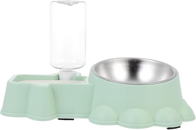 Multifunctional Dog Food Dispenser and Water Container Stainless Steel Automatic Pet Feeder Green for Home Use