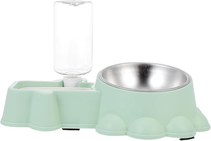 Multifunctional Dog Food Dispenser and Water Container Stainless Steel Automatic Pet Feeder Green for Home Use