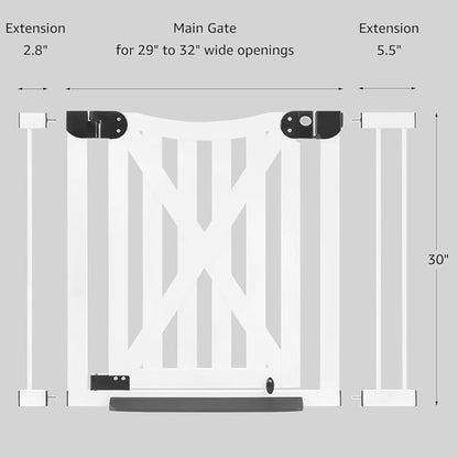 beeNbkks Barn Door Dog Gate, Anti-Kick Pet Gate with Walk Through Door, Modern Farmhouse Puppy Gate, Pressure Mounted Safety Dog Gate for Doorways Stairs House, for 29" to 40" Wide Openings, 30" Tall