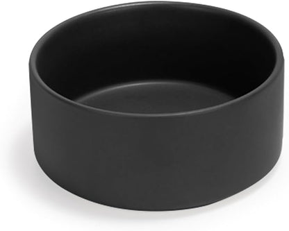 SPUNKYJUNKY 28.7OZ Ceramic Dog and Cat Bowl, Modern Cute Weighted Food Water Bowl for Replacement Black (2 Pack)