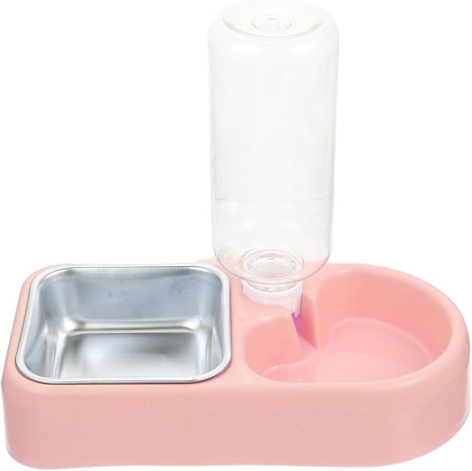 UKCOCO Automatic Hanging Dog Bowl and Cat Water Feeder Set, Detachable Anti-Skid Pet Feeding Bowls for Cages, Suitable for Puppies and Small Dogs, Pink Color with Food-Grade Material