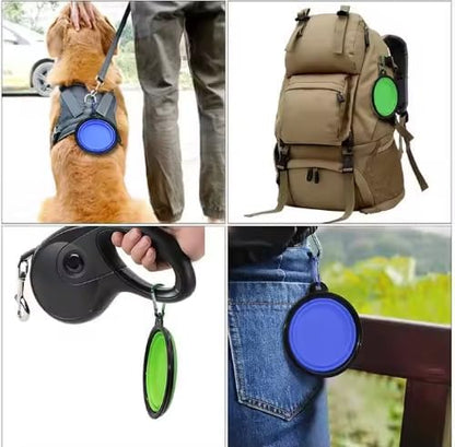 Collapsible Pet Bowl Set, Portable Silicone Travel Food Water Bowls with Carabiner Clip, Multi-Color, Space-Saving Design for Dogs Cats (Purple & Pink)