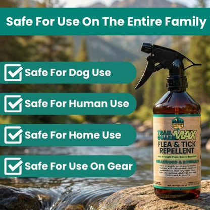 Trail Guard MAX - Natural Extra Strength Insect, Flea and Tick Spray for Dogs, Cats, People & Home (16oz MAX Strength, Cedarwood & Rosemary)