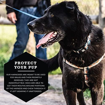 Wolfgang Heavy Duty Adjustable Dog Harness, Pull-Tested to Over 800 lbs for Walking & Training, Overland Print, Medium