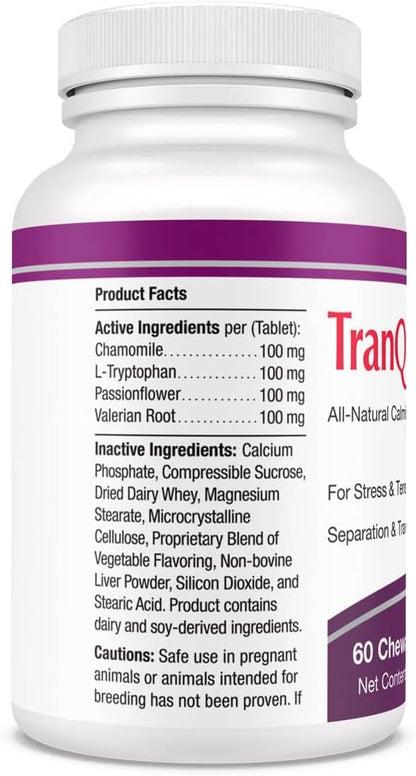 TranQuil-Tabs for Dogs - Contains Chamomile, L-Tryptophan, and Melatonin - Relieves Stress and Tension - Ease Travel and Separation Anxiety - 60 Tabs