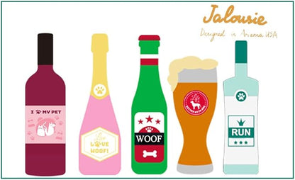Jalousie Ultra Tough Funny Squeaky Toys - Fun to Play & Watch - Parody Dog Chew Toys (Wine & Beer, 5 Pack)