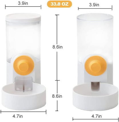 Pet Hanging Automatic Feeders Drinking Bowls 40oz, Auto Gravity Pet Feeding Water Set, Cage Pet Feeding Bowls Dispenser for Cats Dogs Puppy, Rabbit Hamsters Chinchilla Hedgehog (White-Food)