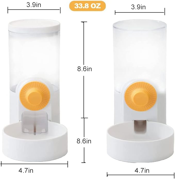 2 PCS Pet Dog Cat Hanging Automatic Feeders Drinking Bowls 40oz,Auto Gravity Feeder and Water Set,Cage Pet Feeding Bowls Dispenser for Puppy, Rabbit Hamsters Chinchilla Hedgehog Ferret (White)