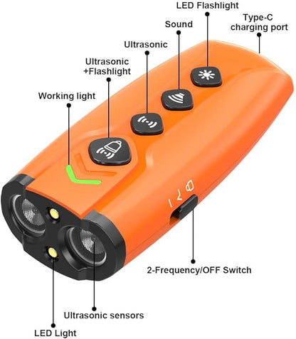 Dog Bark Deterrent Devices Rechargeable Anti-Barking Device for Dogs with 3X Ultrasonic Barking Control & Behaviour Correct Feature Better Than Dog Training Collars or Shock Collars (Black & Orange)