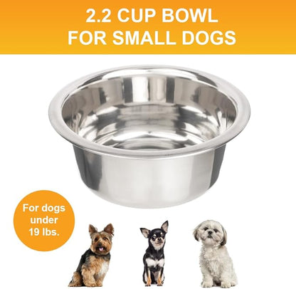 Neater Pet Brands 2.2 Cup (18 oz.) Stainless Steel Dog Bowls, Set of 2 Neater Feeder Replacement Bowls (Small Deluxe Model), Dog Food Bowl & Water Bowl, Dishwasher Safe Metal Dish for Cat & Small Dogs